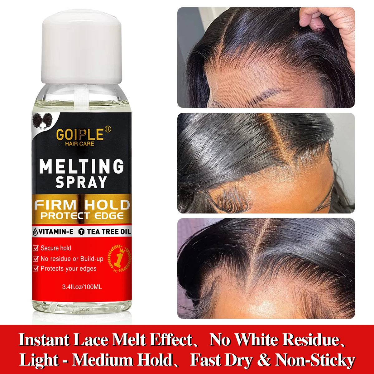 Goiple Lace Melting Spray Kit with Wig Glue Hair Wax Stick Waterproof Strong Hol