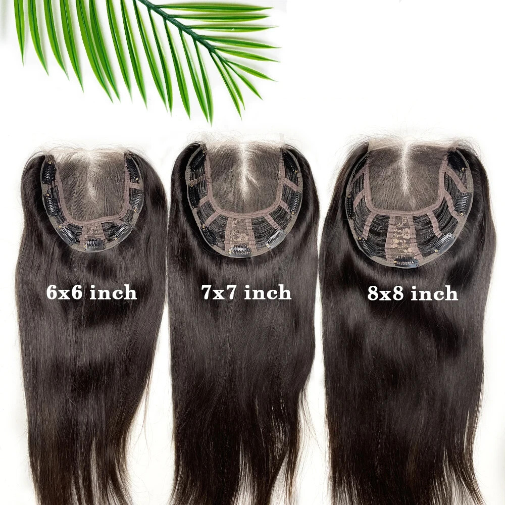8×8″ HD Transparent Lace Topper Human Hair Piece Women Straight Closure 26″