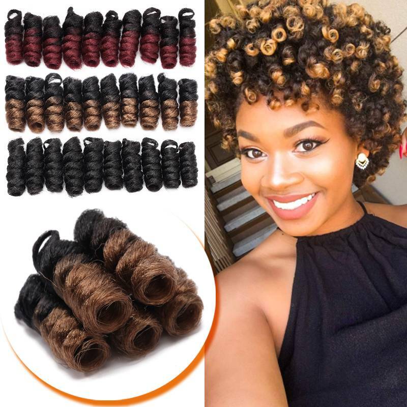 2″ Short Jamaican Bounce Loops Crochet Hair Extensions 20 Peices Spring Curly US