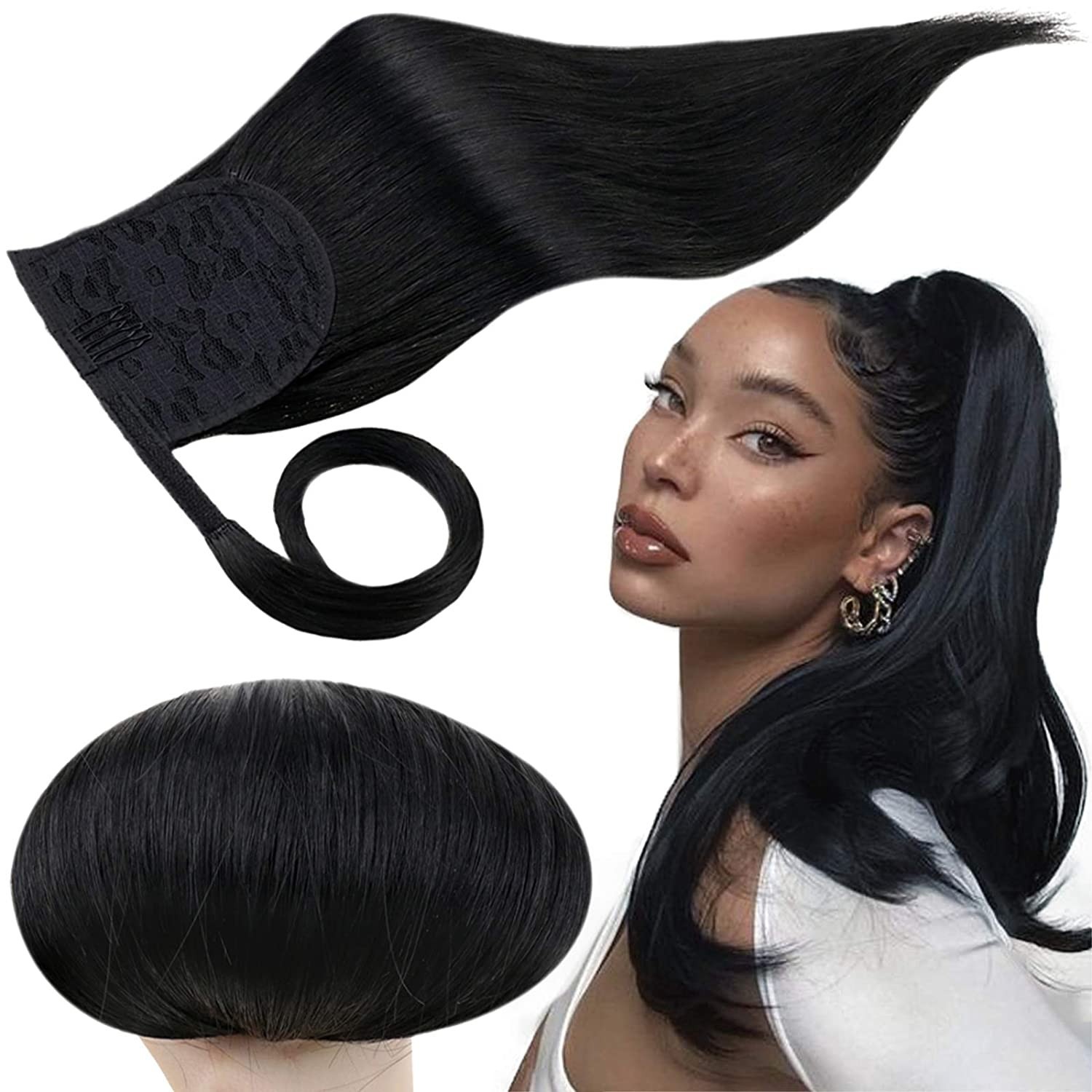 Ponytail Extension Claw Clip Long Thick Natural Remy Human Hair Multi Colors