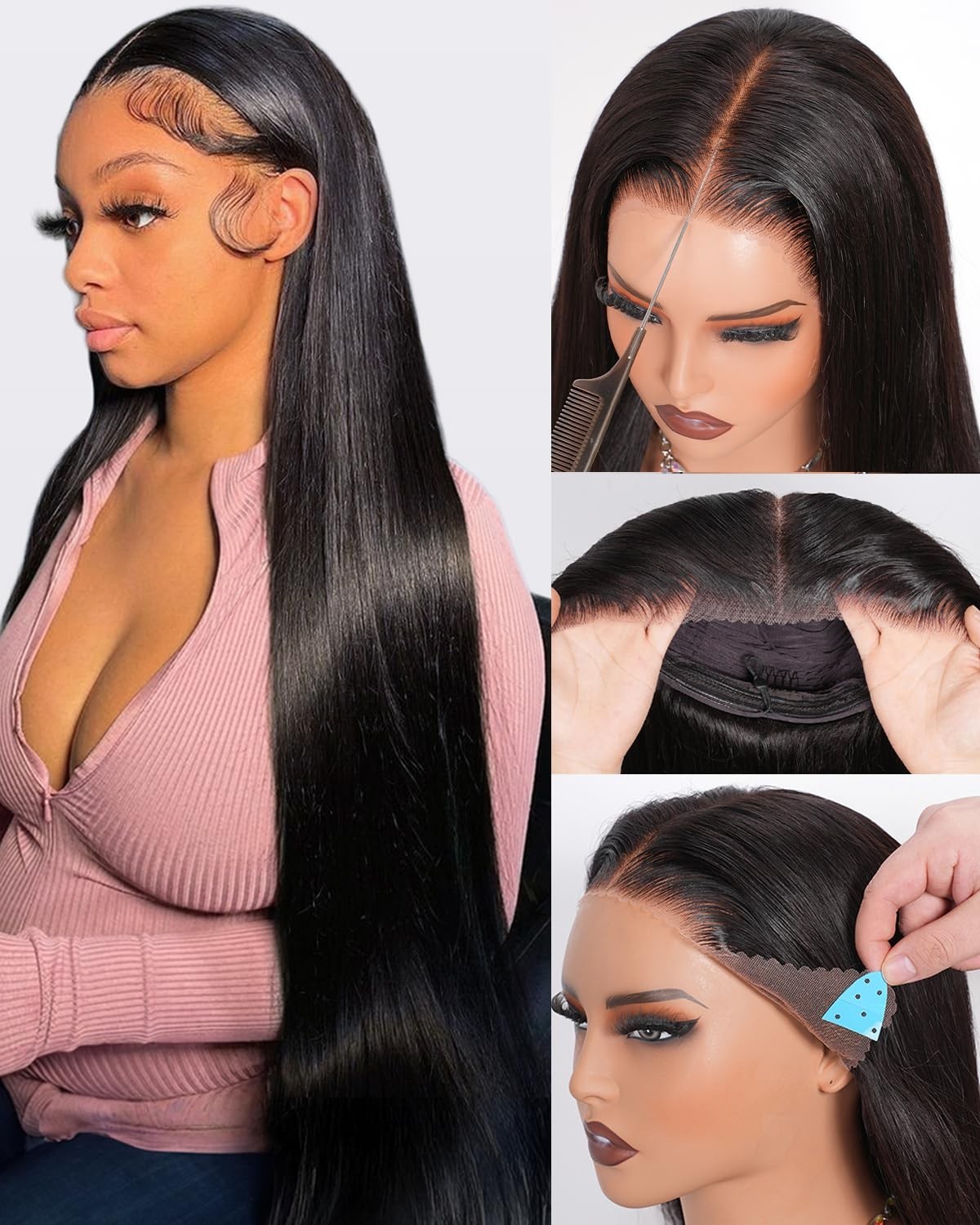 13×6 HD Lace Front Wig, 200 Density Straight Human Hair, Pre-Plucked, 26 Inch, G