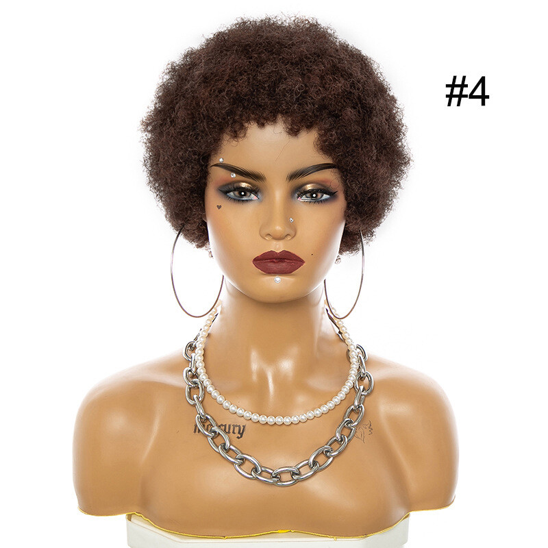 Afro Wigs for Black Women 100% Human Hair Kinky Curly Wig Soccer Fan Party Wigs