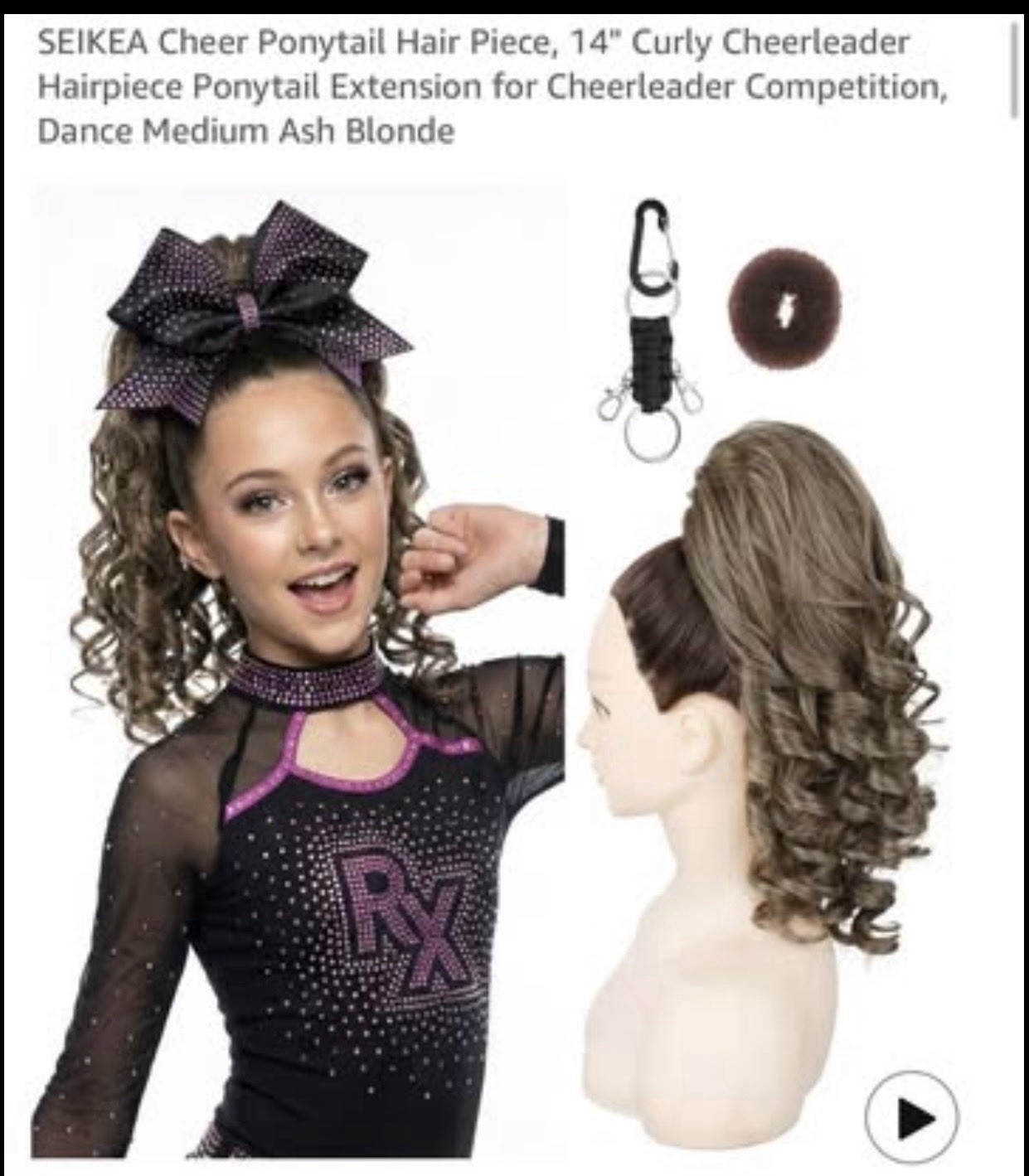 Cheer Ponytail Hair Piece, 14″ Curly