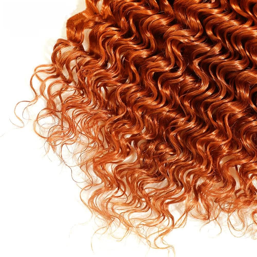 28 30 32 Inch Wuvusnm 350 Human Hair Bundles Ginger Deep Wave Bundles Orange