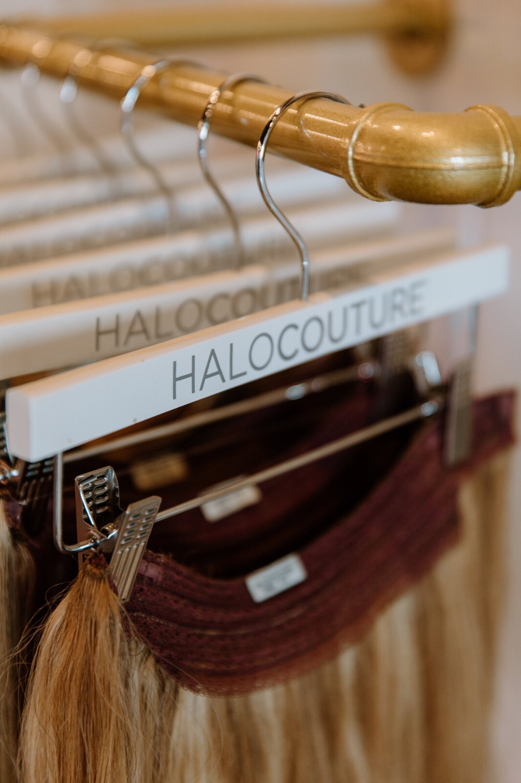 Halo Couture Extensions Hanger (Pack of 10, 20, 50, or 100 Wooden Hangers)
