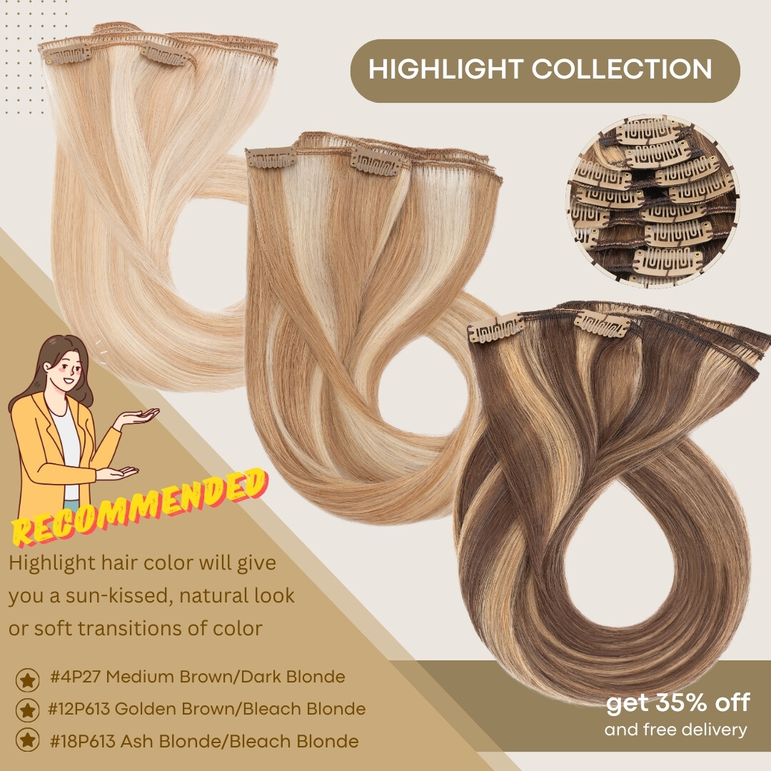 8A CLEARANCE Clip In 100% Real Human Hair Extensions Full Head Highlight Remy US