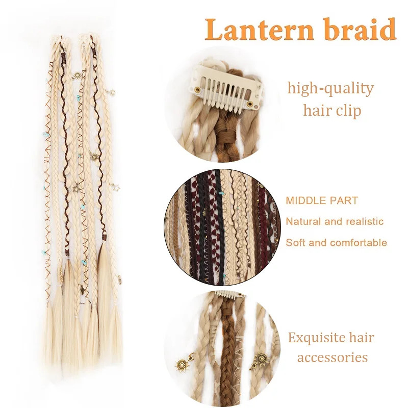 Bohemian Hand Woven Synthetic Long Hair Clip Braid Wig with Decorative Easy Wear