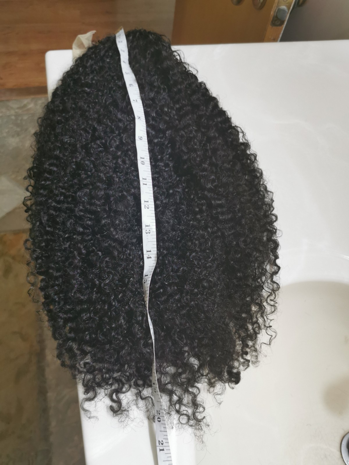 Quality Natural Black Jerry Curly Human Hair Glueless Closure Wig 24″ Handmade