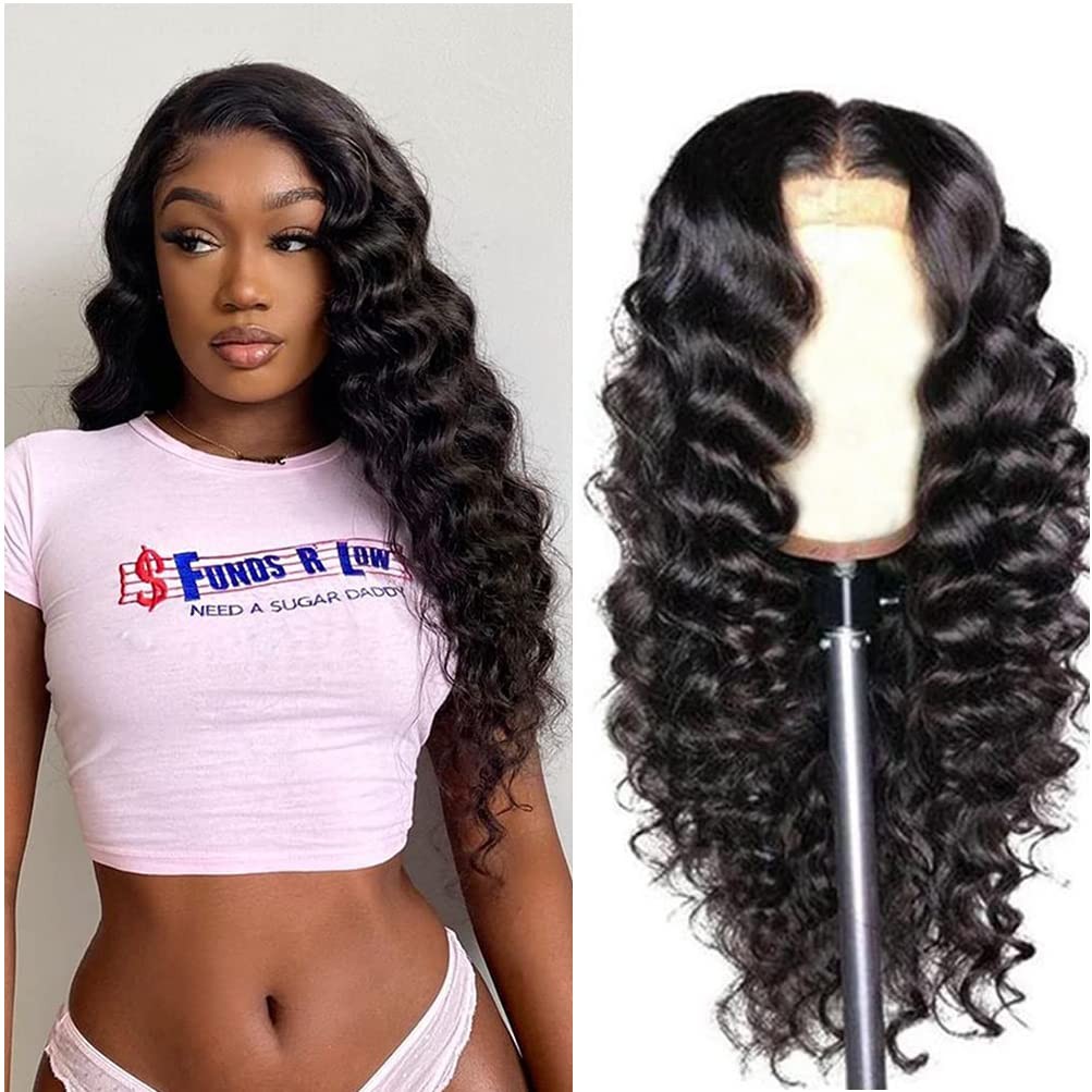 Bworto Loose Deep Wave Lace Front Wigs Human Hair Pre Plucked Curly 13X4 Lace