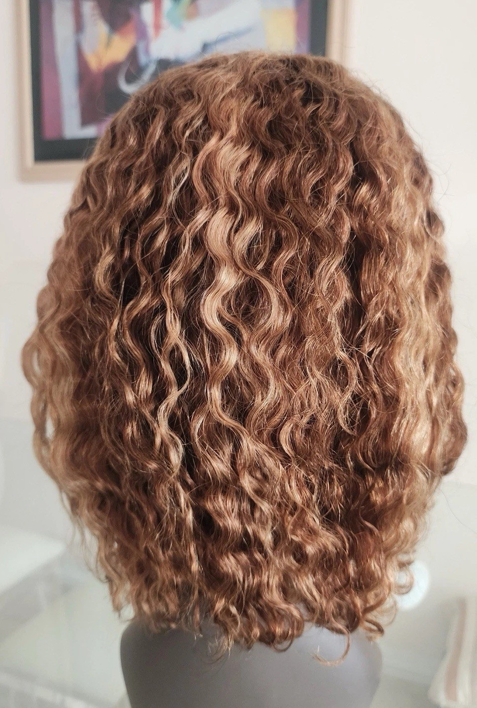 Wear and Go Glueless Human Hair Wig 12″ Stretch Water Wave Curly Bob Highlight