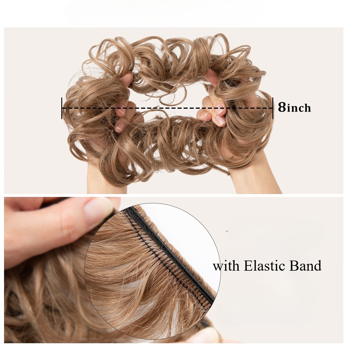 2PCs Small Messy Bun Hair Pieces Women Synthetic Curly Mini Scrunchies Hairpiece