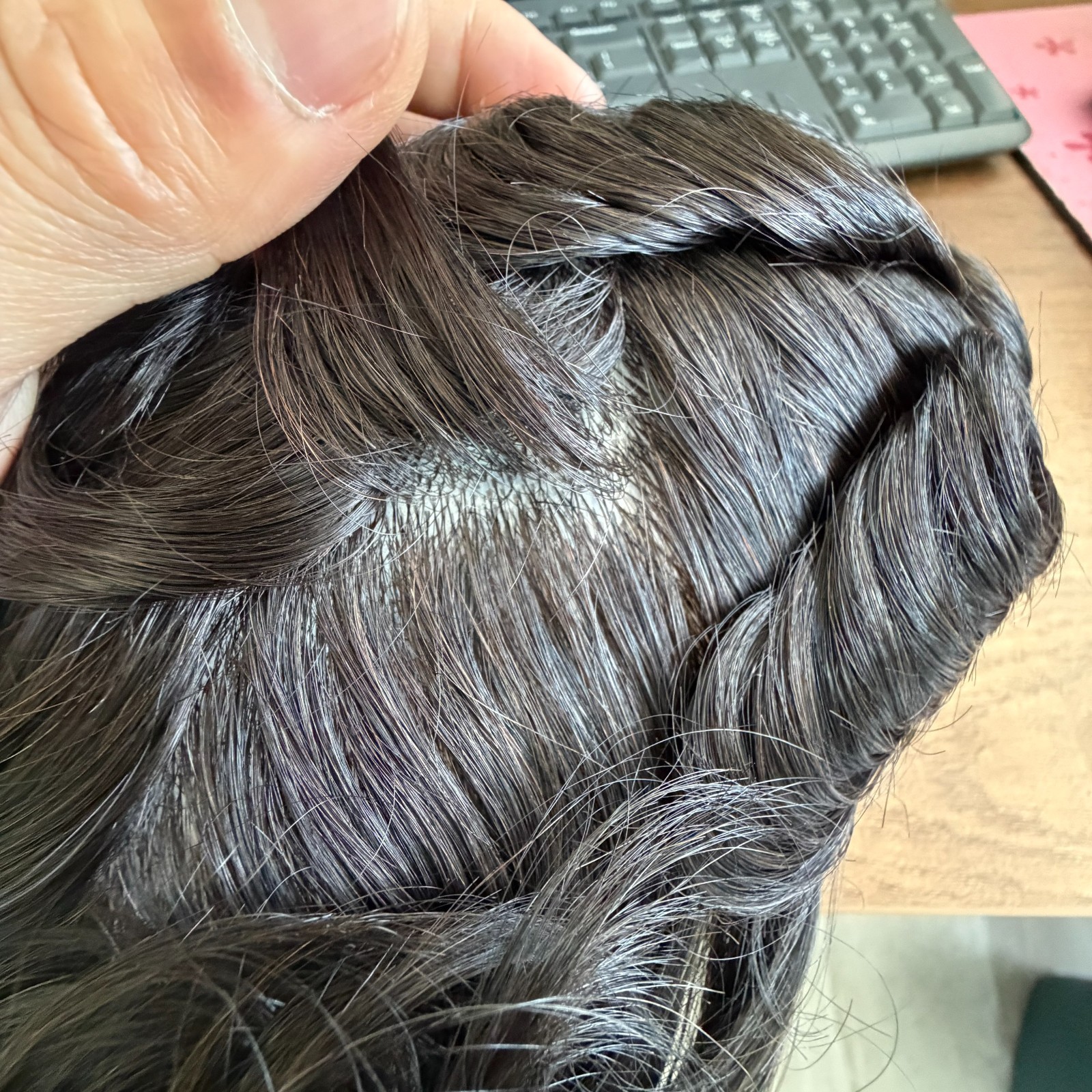 Full Injected Poly Skin Hair System Replacement Durable PU Mens Toupee Hair Unit