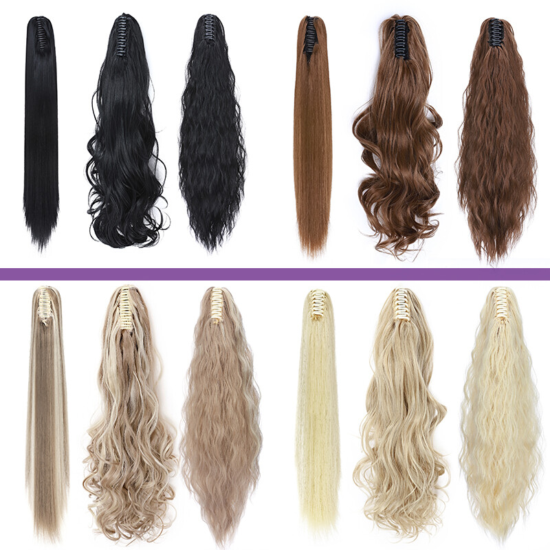 100% Thick Ponytail Hairpiece Claw Clip Long Wavy Curly Pony Tail Hair Extension