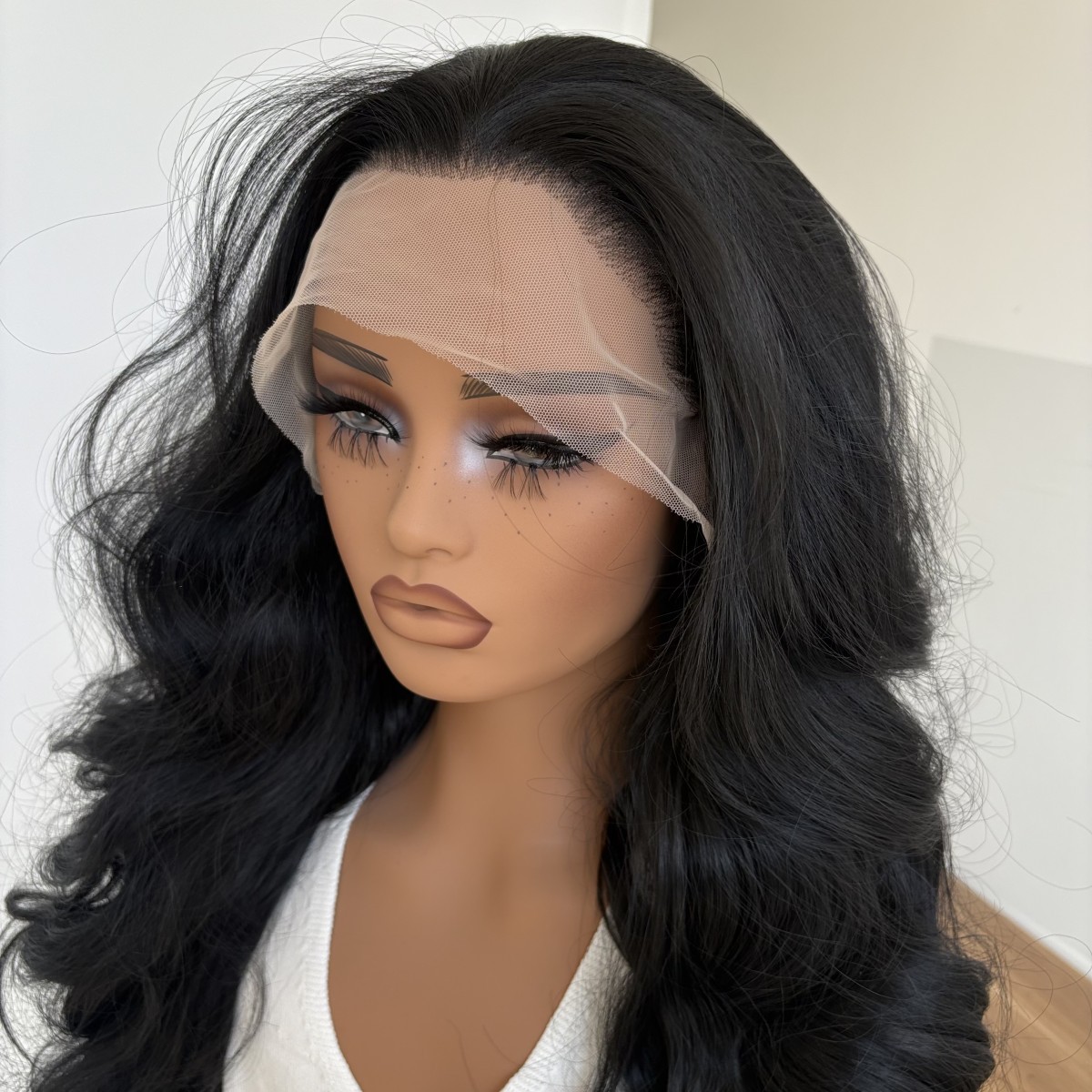 Natural Black Women HD Lace Front Wig Long Wavy Heat Resistant Hair