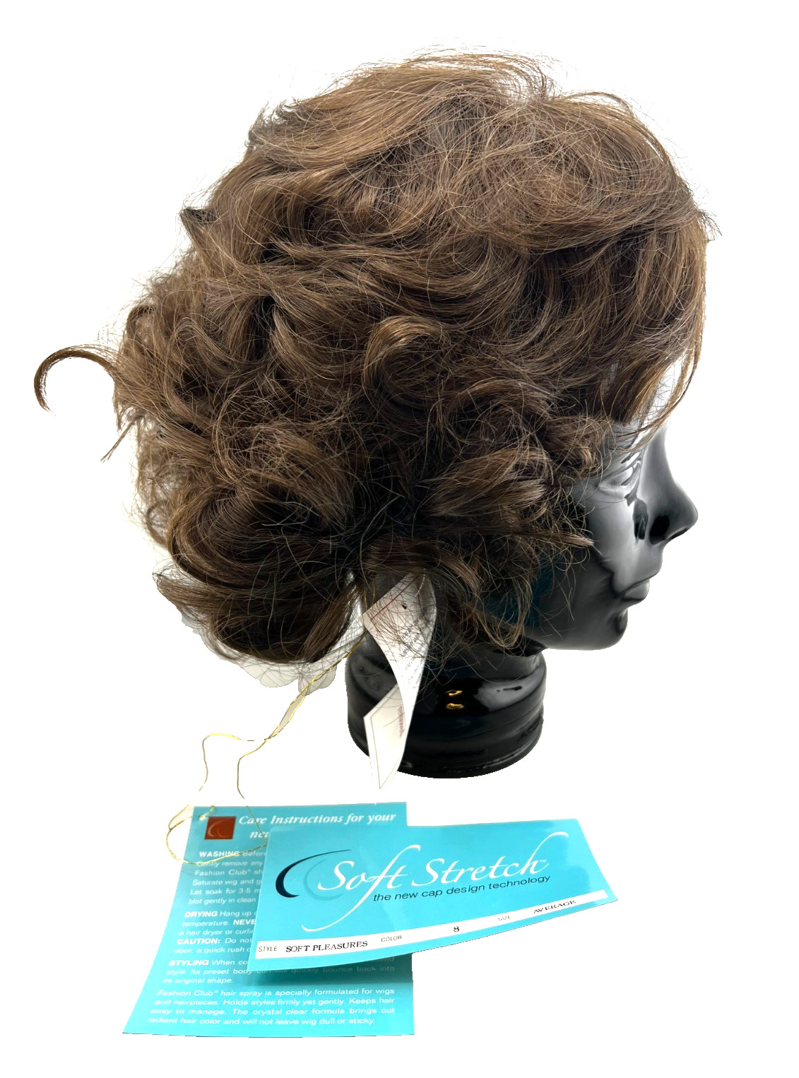 NIB Soft Stretch TWC Wig Soft Pleasures Sz Average Color 8 Brown Brunette Curl