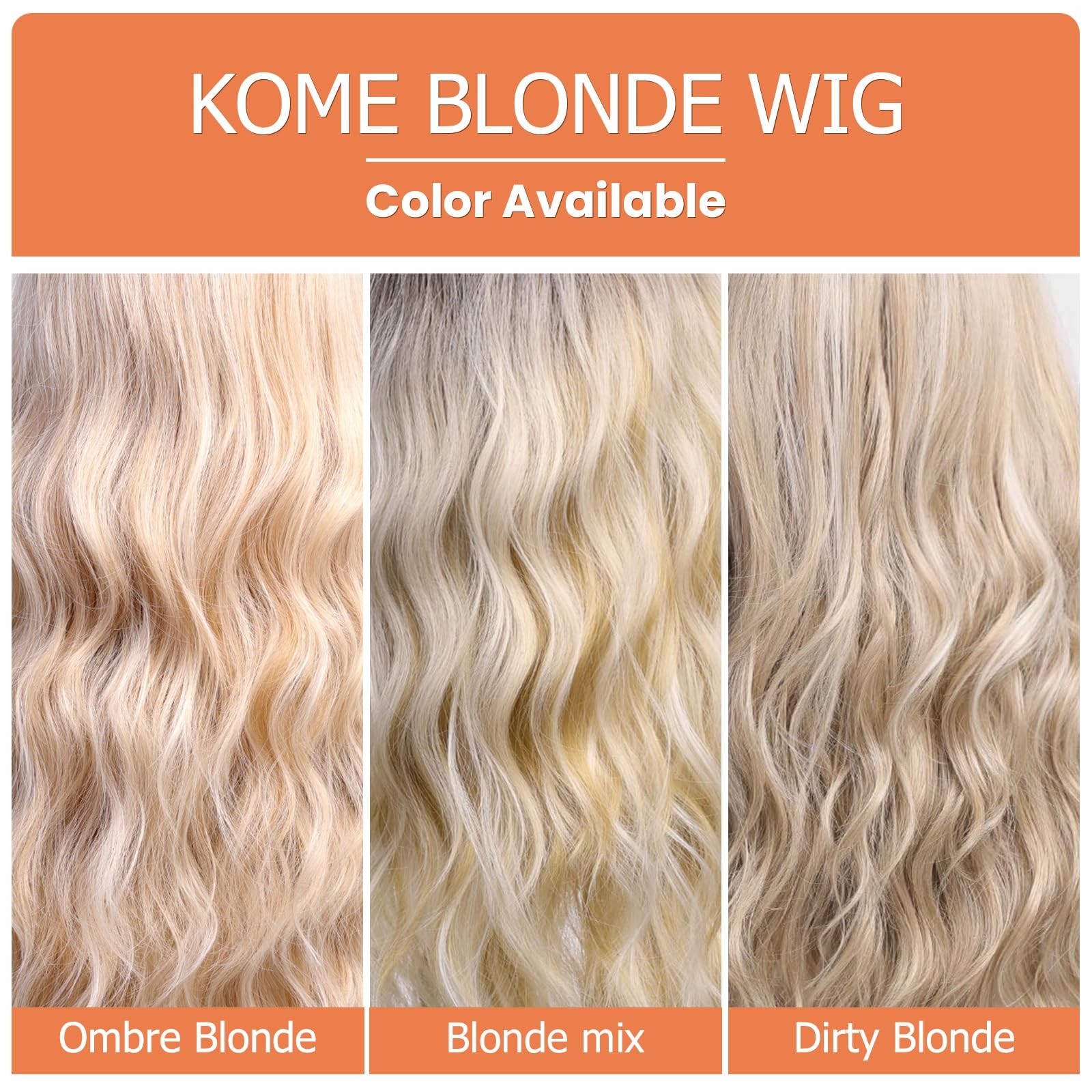 Ombre Blonde Wigs with Bangs,Long Curly Wig for Women,Blonde Long Wavy Wig Sy…