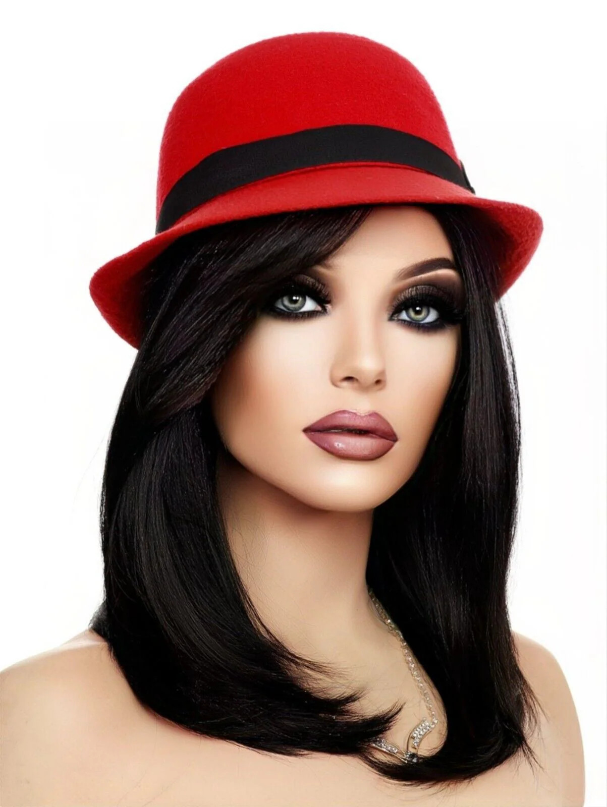 Lace Front Wig HAND TIED HEAT FRIENDLY COLOR #1B SOFT STRAIGHT LAYERS 1412