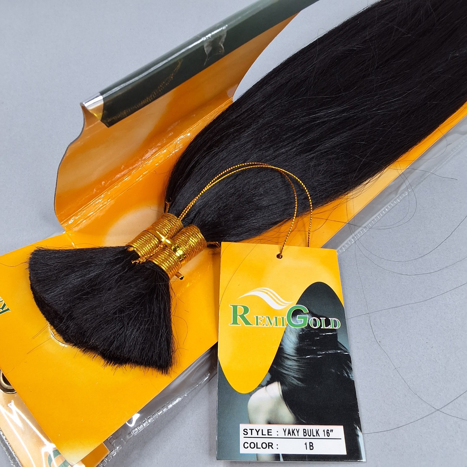 16” #1B Off Black Yaky Straight Bulk Braiding Human Blend Hair by Remi Gold