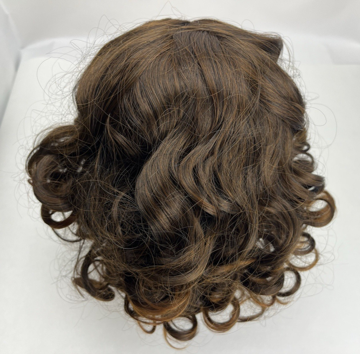Fashion Wig Headband Wig Curly Brown/Caramel Highlights Short Comb Mesh Top