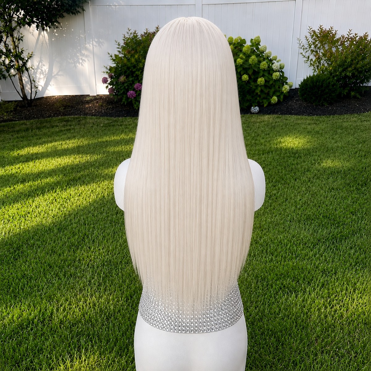 Heat Resistant Synthetic Hair Frontal Lace Wig Platinum blonde Long Straight