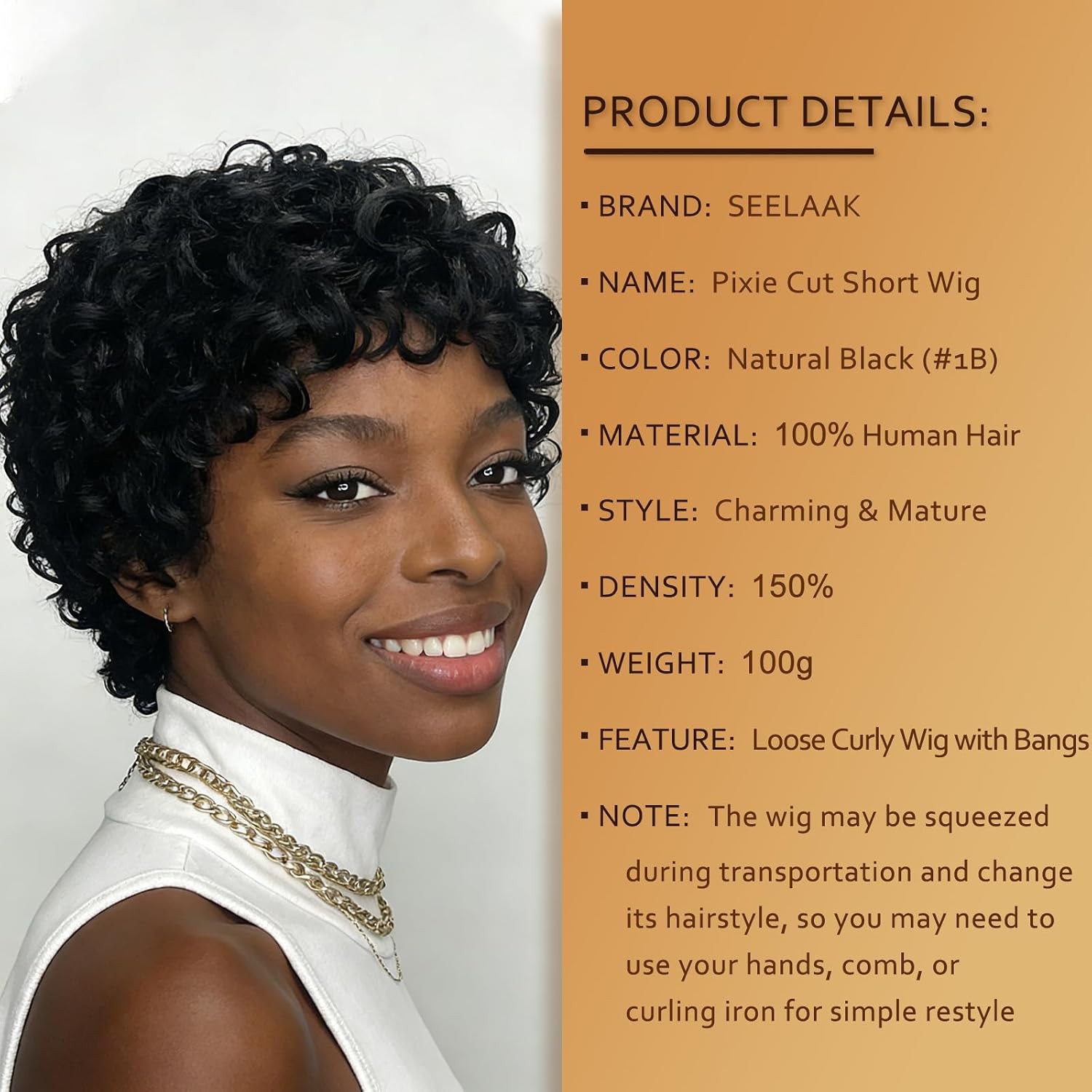 Human Hair Pixie Cut Short Curly Machine Made Wigs for Black Women