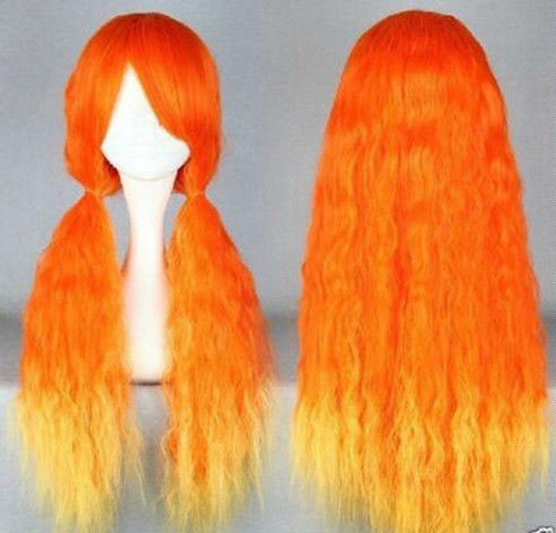 Cosplay Lolita Long Curly Orange & Yellow Heat Resistant mix Party Hair Wig