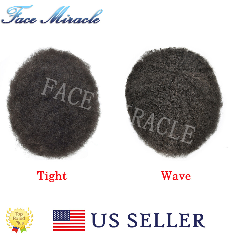 Full PU Afro Toupee for Black Men Kinky Curly Hairpiece for Black Men Human Hair
