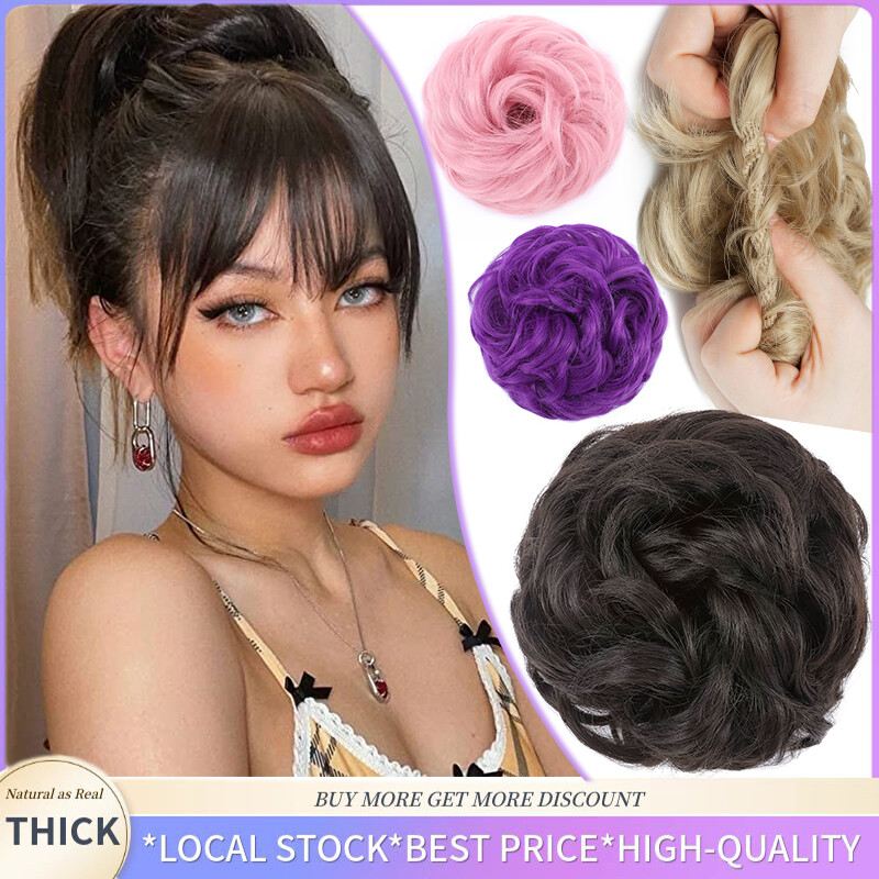 US Thick Curly Messy Bun Hair Piece Scrunchie Updo Hair Extensions Real As Human