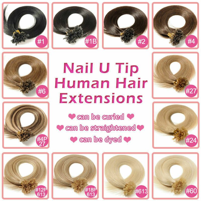 Keratin U Tip Hair Extensions Human Hair Pre Bonded Fusion Remy Hair 16-26inch