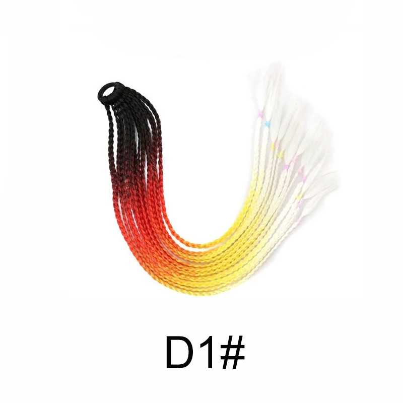 Gradient Colored Braided Ponytail Extension Elastic Rubber Band for Women Girls