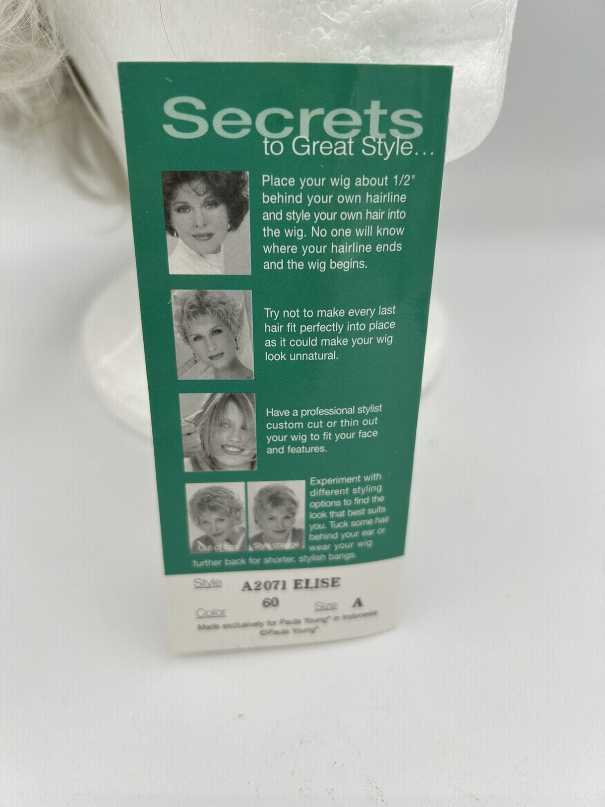 Paula Young Elise-A Wig Style A2071 Layered White Color 60 Size A NEW NWT