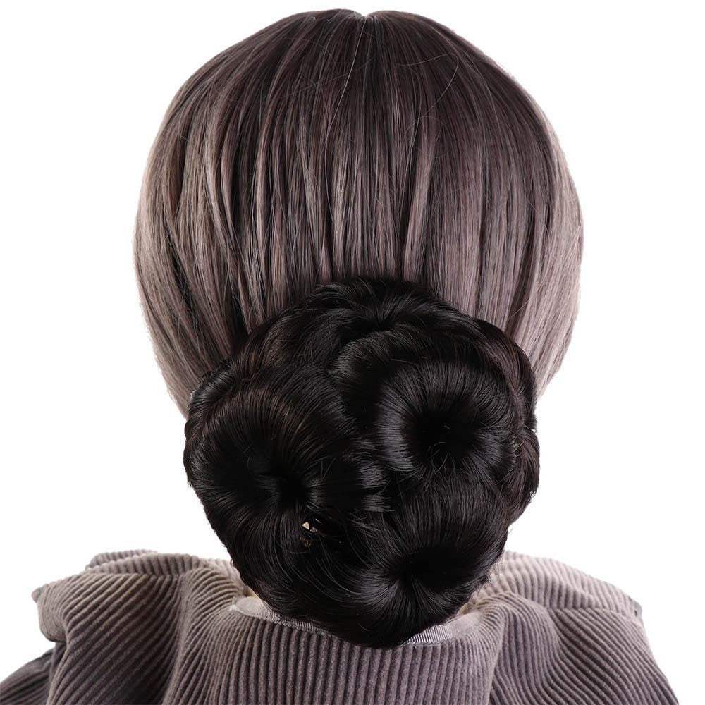 GUEDKIKL Clip in Hair Bun for Women Girls Fake Drawstring Ballet Brown