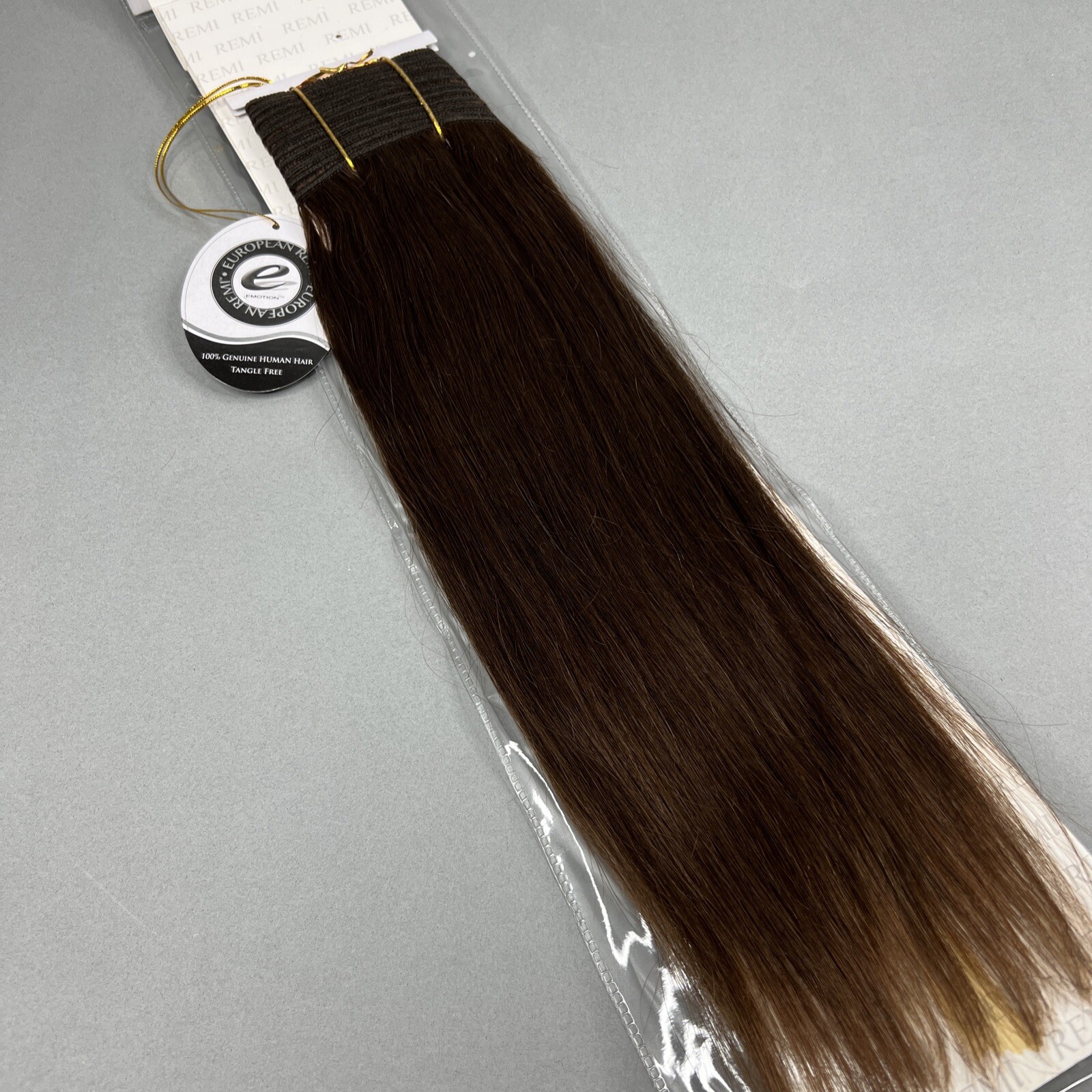 14” Straight #4 Dark Brown European Remi 100% Human Hair Track Weft Extensions