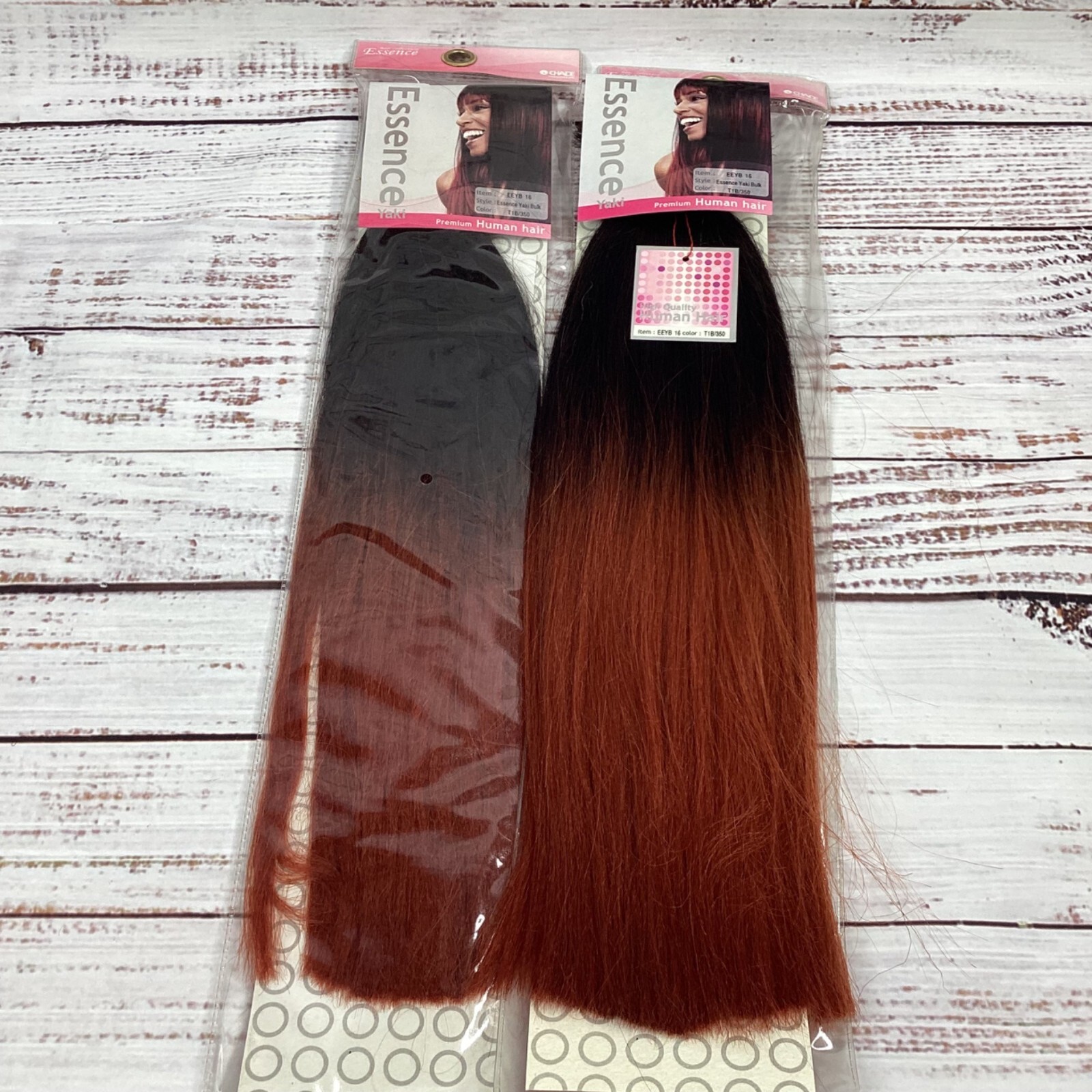 2 Packs Essence #T1B/350 Yaki Straight Bulk 16” Micro Braiding Blend Hair
