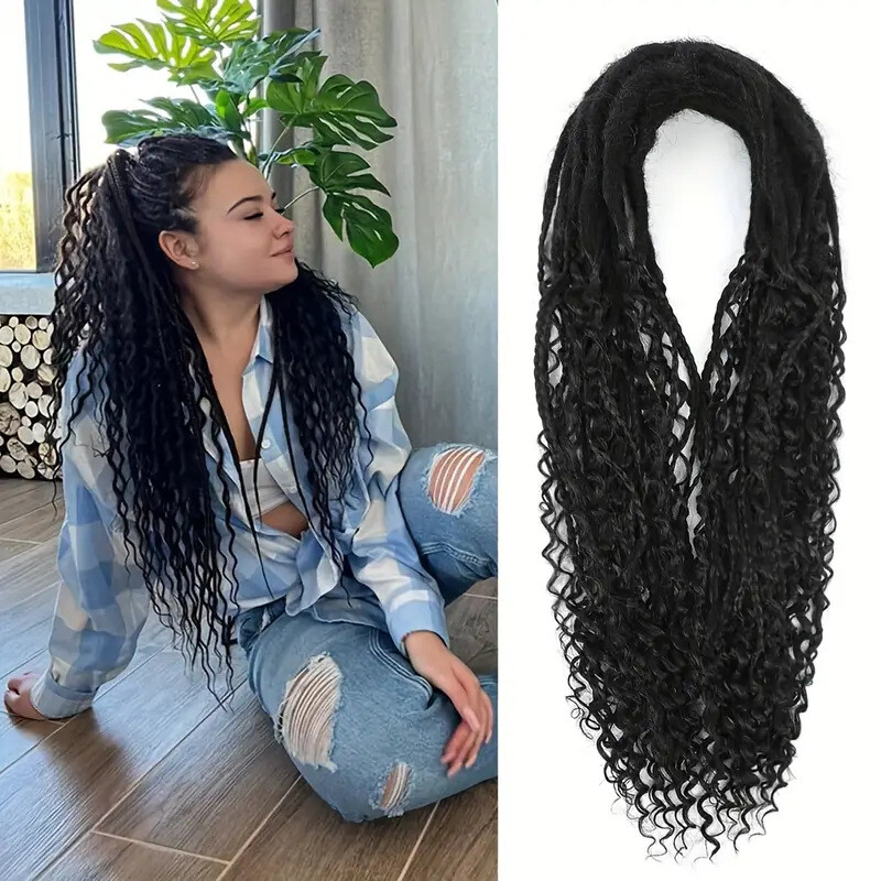 24inch Double Ended Dreadlocks Extensions 0.6cm Boho Curly Locs Synthetic Dreads