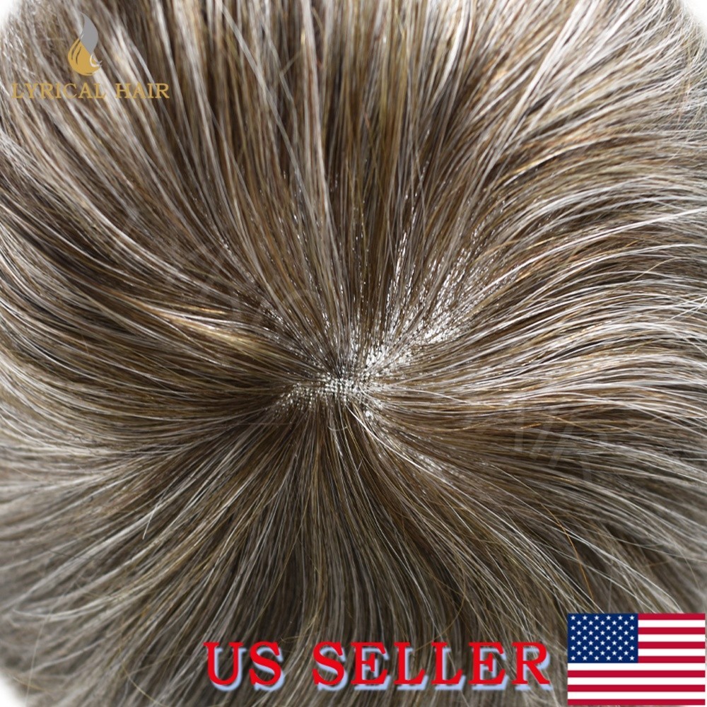 Lyrical Hair Fine Mono Mens Toupee Monofilament Wig Poly Human Hair Piece System