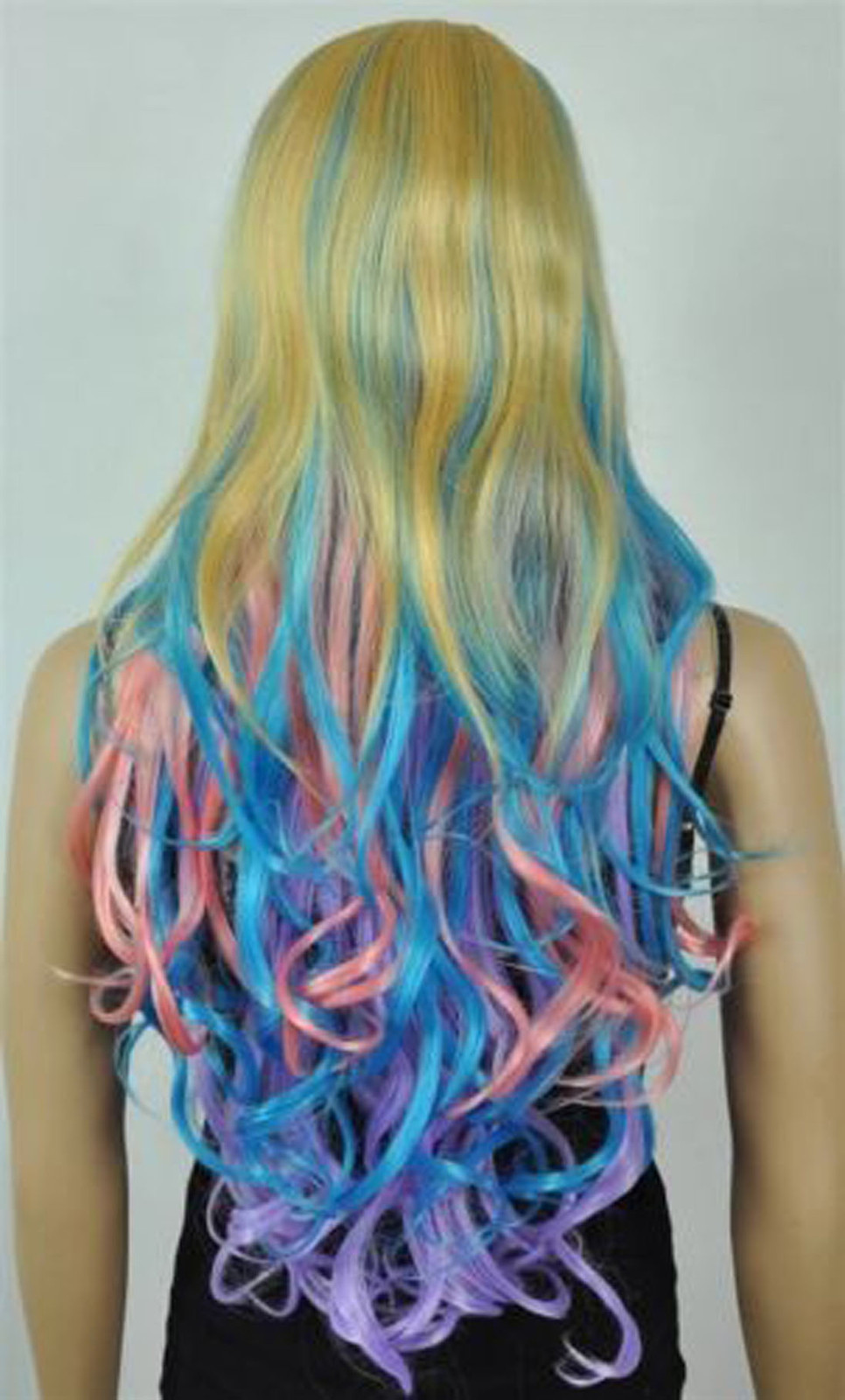 NEW Gothic Lolita Wig + 2 Pig Tails Set Pastel Rainbow Mix Blend Cosplay
