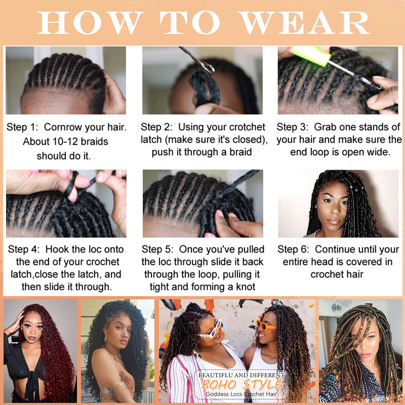 Soft Faux Locs 16-36″ 120 Strands Super Long Goddess Locs Crochet Hair Natural
