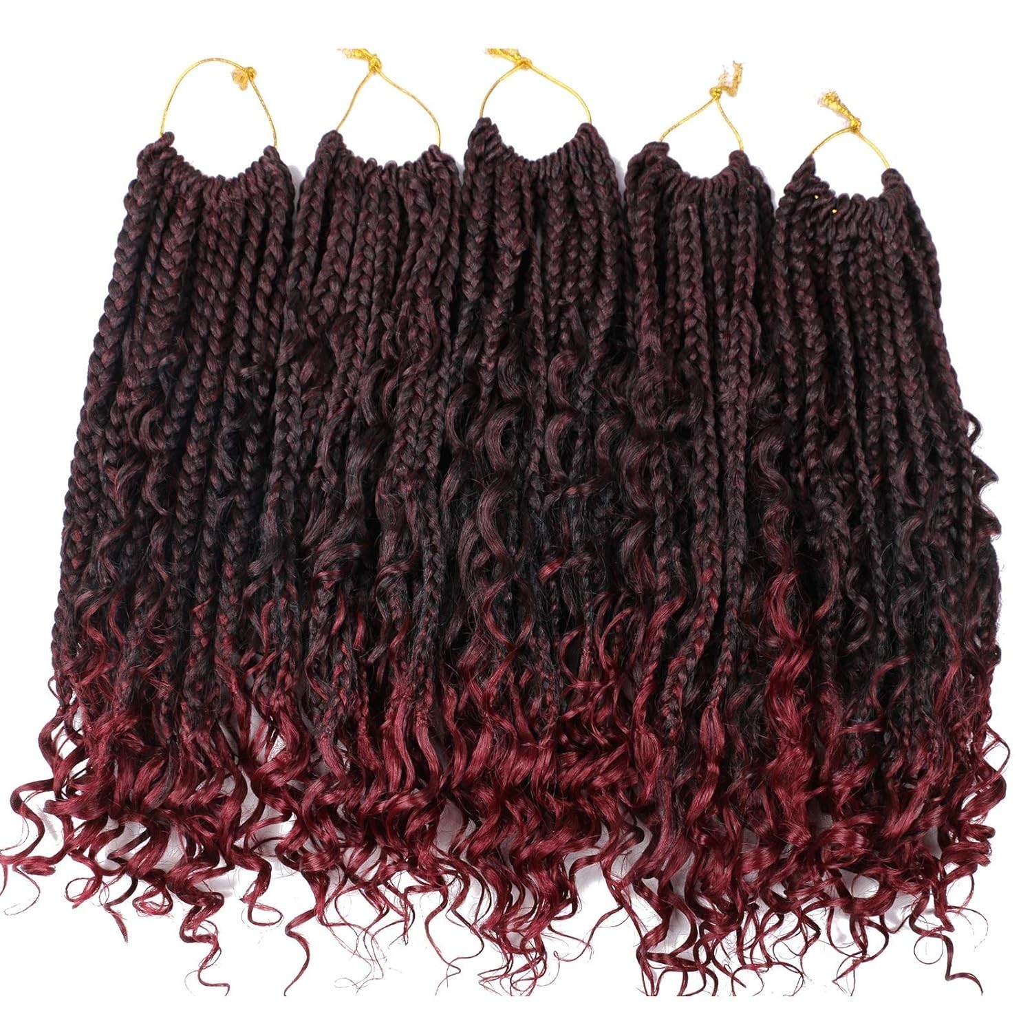 12 Inch Crochet Box Braids Curly Ends 8 Pack Synthetic Hair for Women