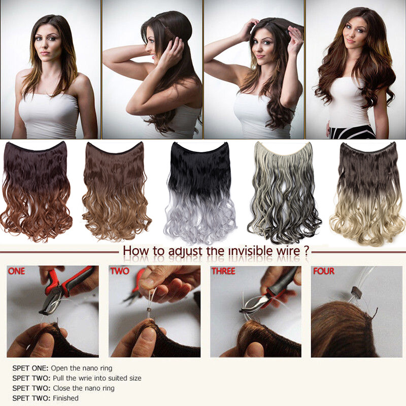 Hot Hair Extension Invisible Wire Natural as Human Hair Secret Wire No Clip in