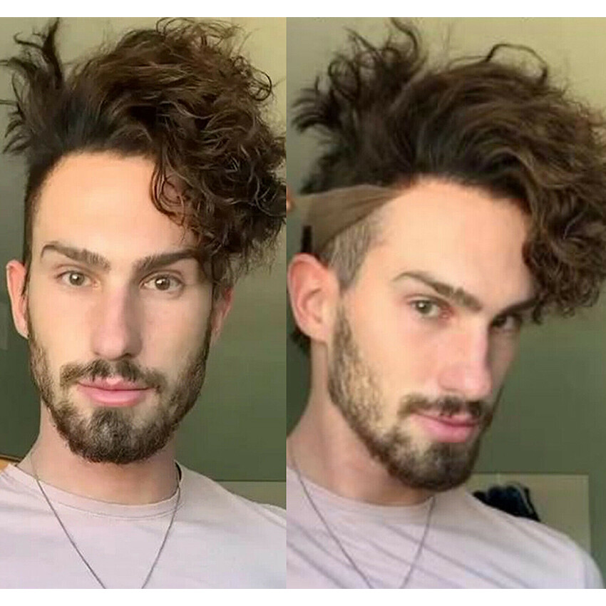 Men Short Curly Wigs Adult Male Natural Handsome Synthetic Wavy Full Hair Wig