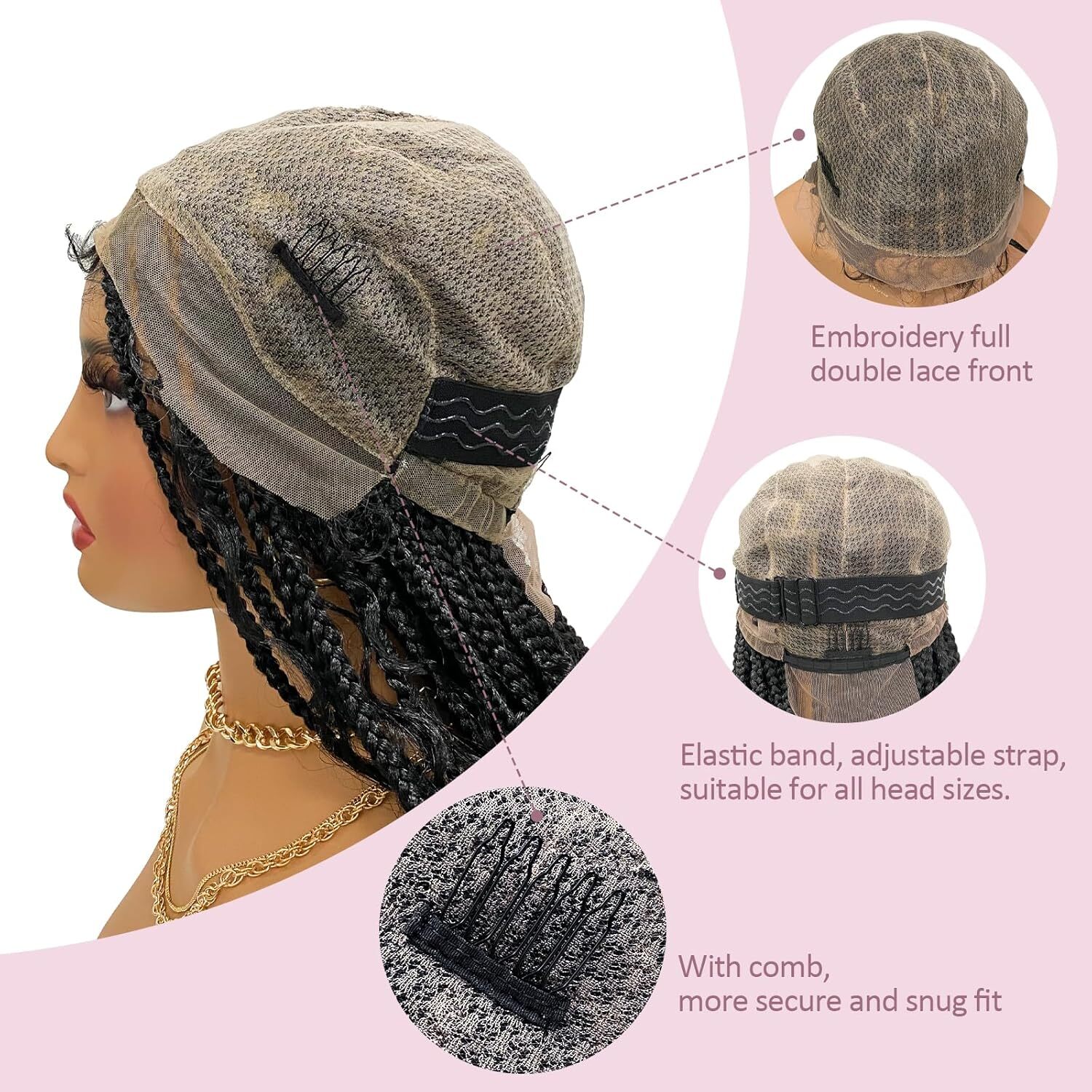 Knotless Box Braided Wigs Full Double Lace Braid Wig for Black Women