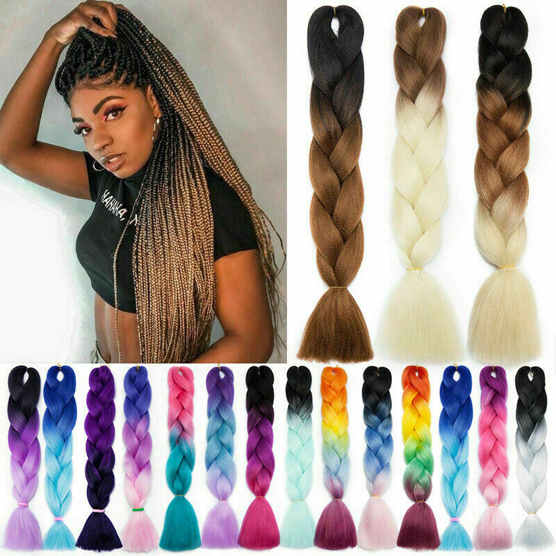Jumbo Braiding Hair Synthetic Ombre Kanekalon Braids 24” Crochet Extensions