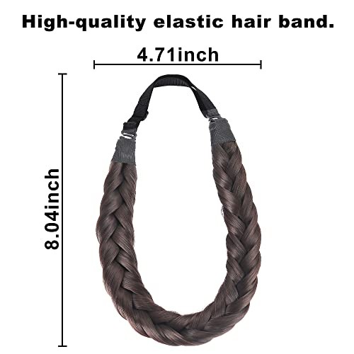 Elastic Synthetic Chunky Hair Braid 5 Strands Braids Hair Dark Brown Headband