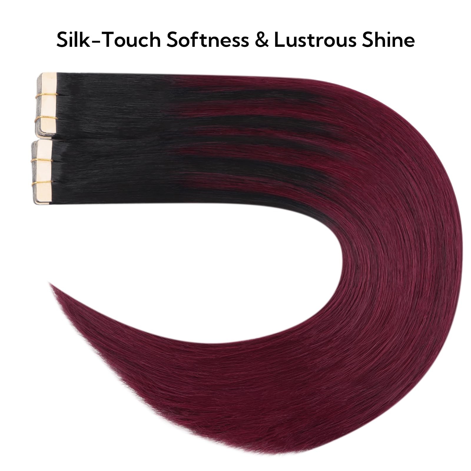 Hotbanana 20 Inch Tape In Hair Extensions – 40Pcs 100G Jet Black To Burgundy