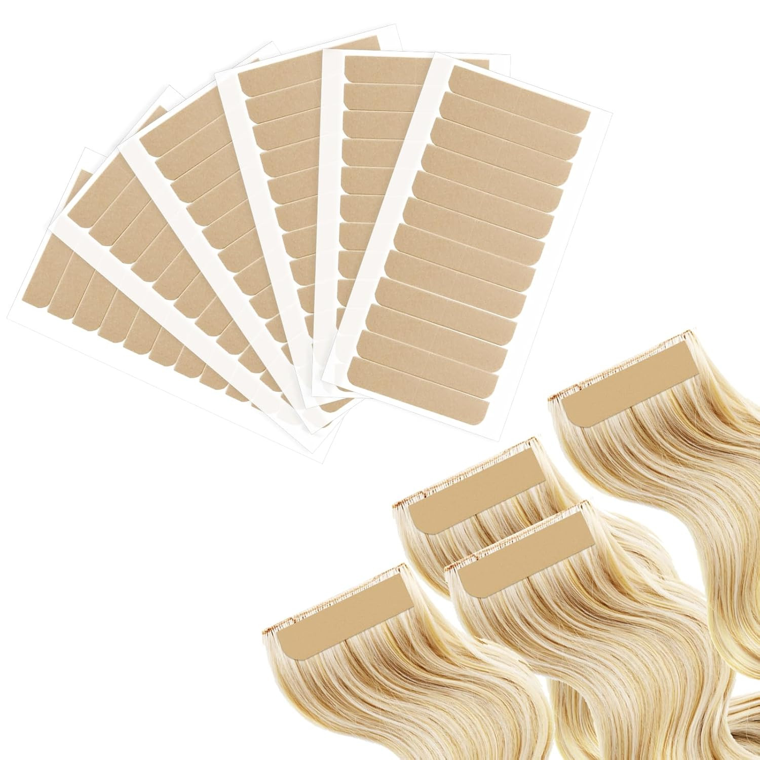 Hair Extension Tape Tabs, 144PCS Pre-Cut Double Sided Adhesive Tapes in Hair Ext