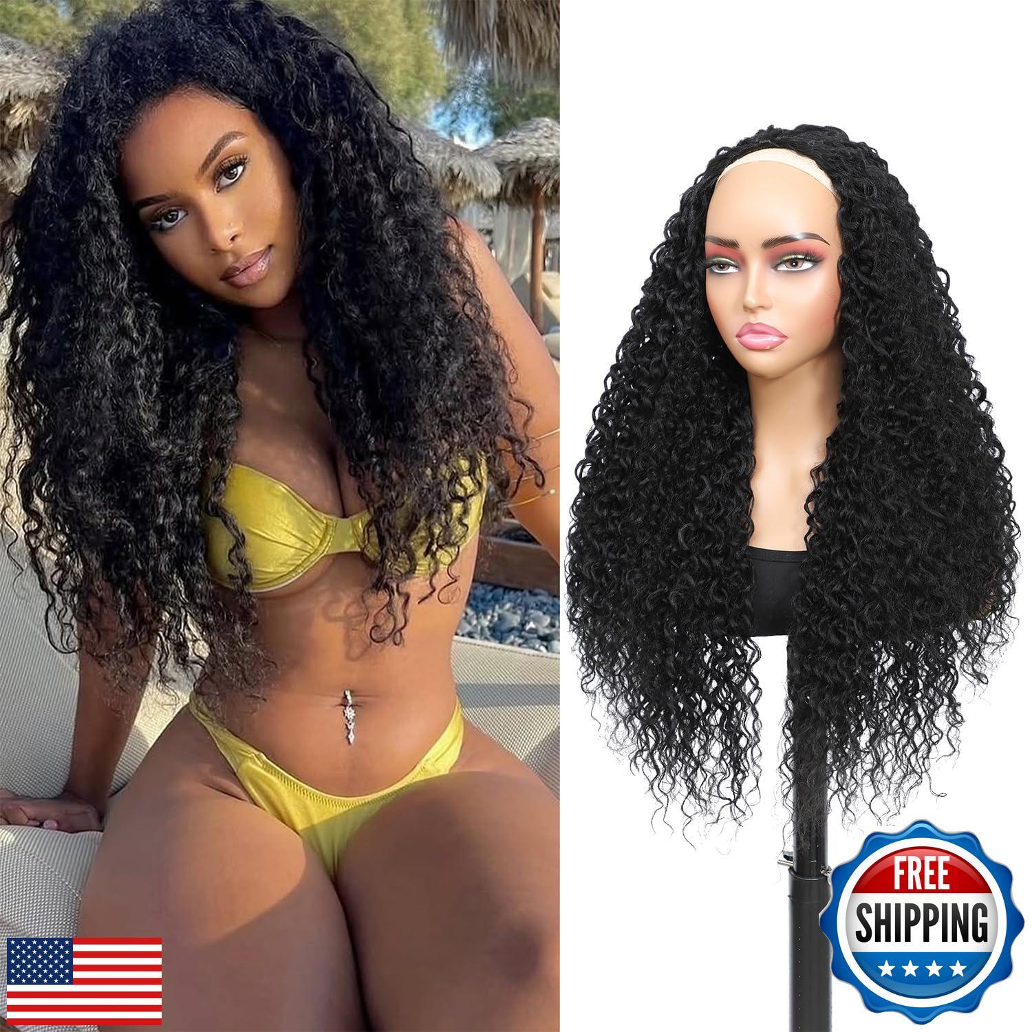 Long Burmese Curly Half Wigs for Black Women, 3 in 1 Glueless Wear and Go Pro