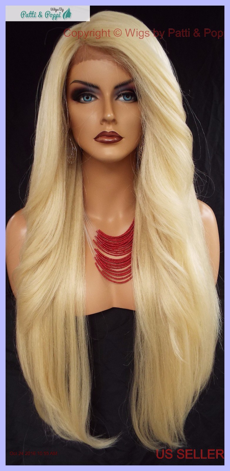 25″ Lace Front Wig Deep C-Part Heat Safe Straight Hair Color 613 Unisex