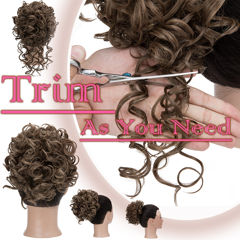 Drawstring Kinky Curly Afro Bun Clip In Puff Pony Tail Hair Extension Wedding US