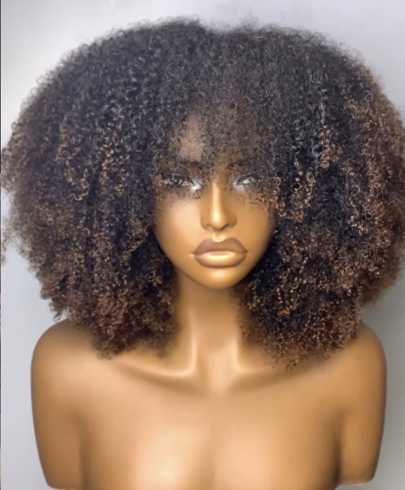 Women’s Afro Curly Wig, Curly Texture Hairpiece, Black/Brown Natural